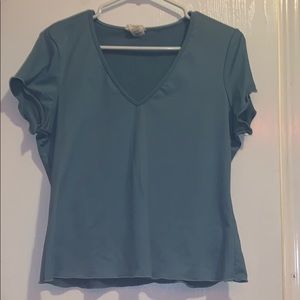 V-Neck Baby Blue Blouse
